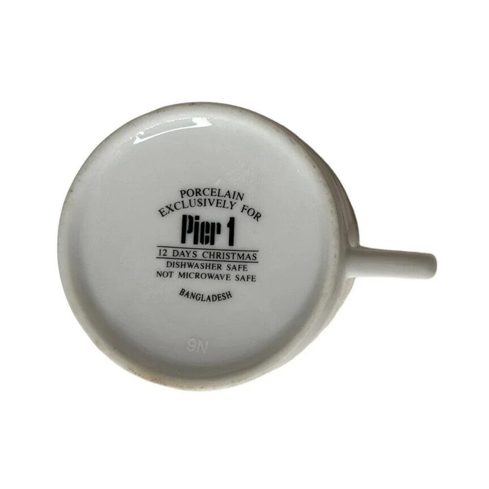 Pier 1 Coffee Tea Cup 12 Days Of Christmas On The First Day Partridge Gold Trim
